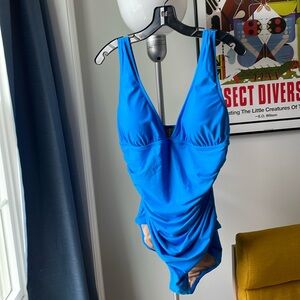 J. Crew Ruched V-neck one-piece